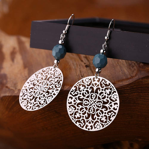 Vintage Mandala Silver Earrings
