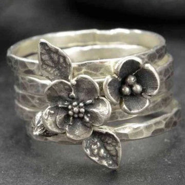 Vintage Flower Silver Layer Ring