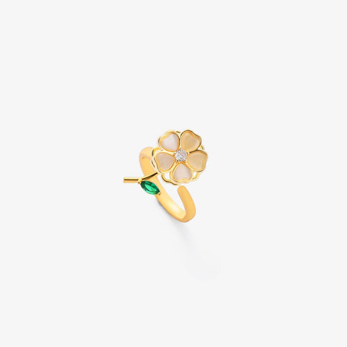 Emerald Leaf Flower Spinning Ring - Rose & Oliver