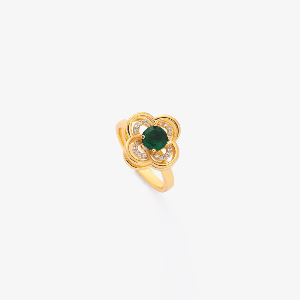 Clover Halo Emerald Spinning Ring - Rose & Oliver