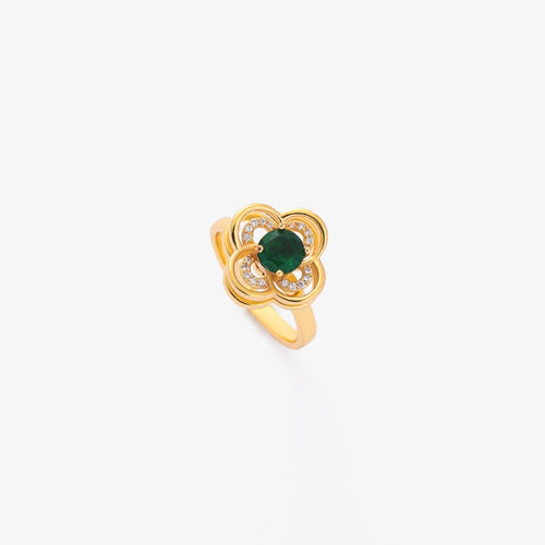 Clover Halo Emerald Spinning Ring - Rose & Oliver
