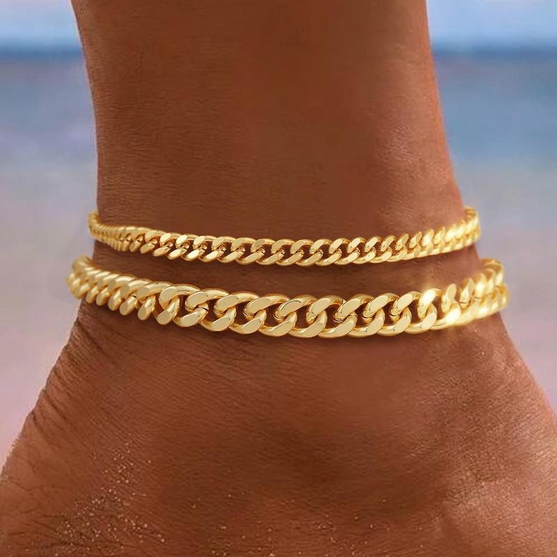 Layered Cuban Link Anklet - Rose & Oliver