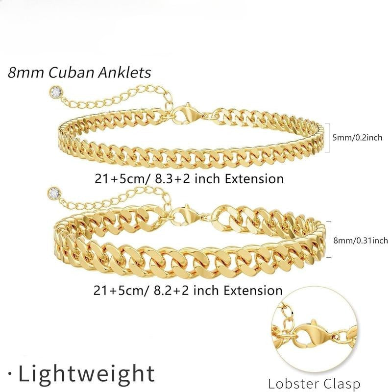 Layered Cuban Link Anklet - Rose & Oliver