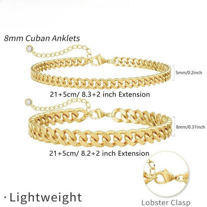 Layered Cuban Link Anklet - Rose & Oliver