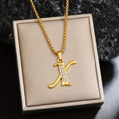 Crystal Accent Initial Necklace - Rose & Oliver