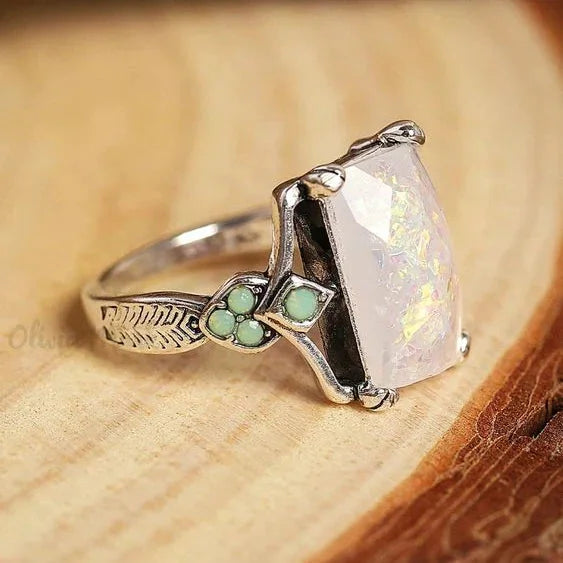 Vintage White Opal Silver Ring by Rose & Oliver - product image 1