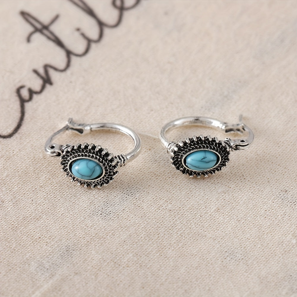 Turquoise Crest Hoop Earrings - Rose & Oliver