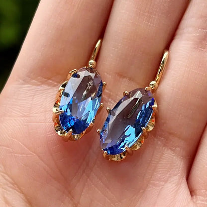 Golden Blue Bloom Earrings - Rose & Oliver
