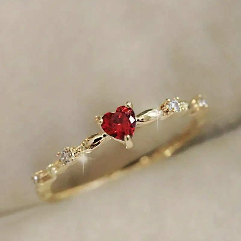 Gold Ruby Heart Ring - Rose & Oliver