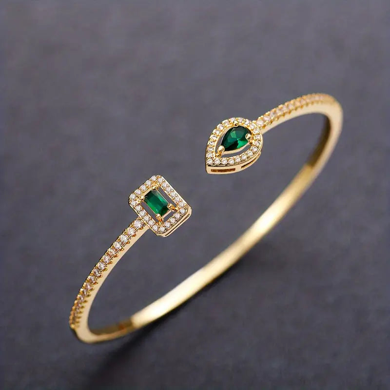 Clara Emerald Open Bracelet - Rose & Oliver