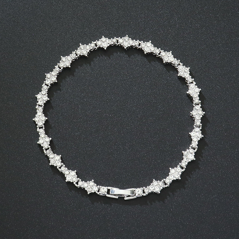 Classic Cluster Tennis Bracelet (White Gold) - Rose & Oliver