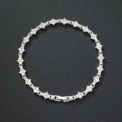 Classic Cluster Tennis Bracelet (White Gold) - Rose & Oliver