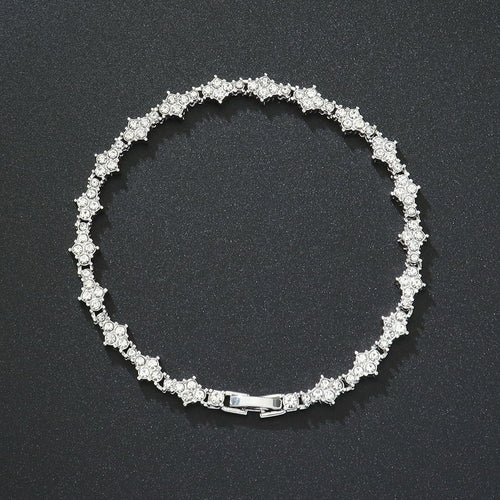 Classic Cluster Tennis Bracelet (White Gold) - Rose & Oliver