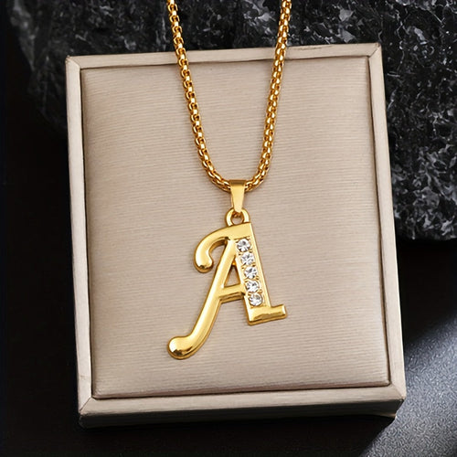 Crystal Accent Initial Necklace - Rose & Oliver