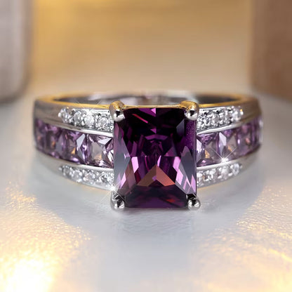 Silver Amethyst Channel Ring - Rose & Oliver
