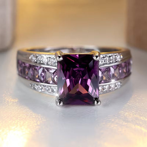 Silver Amethyst Channel Ring - Rose & Oliver