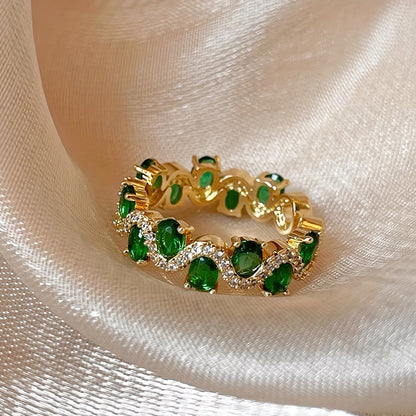 Calira Sparkling Emerald Open Ring - Rose & Oliver