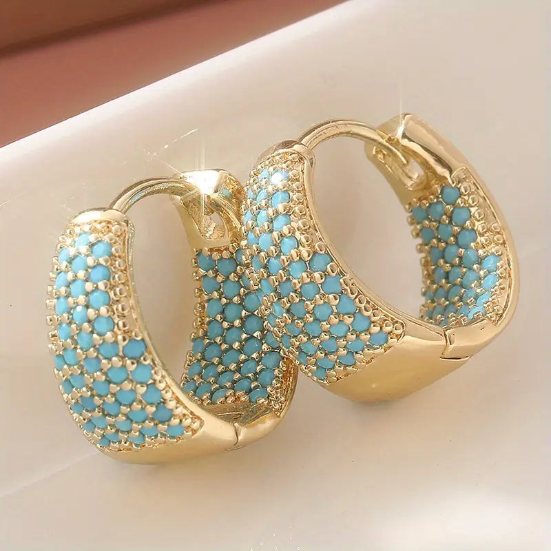 Golden-Tone Turquoise Beaded Hoop Earrings - Rose & Oliver