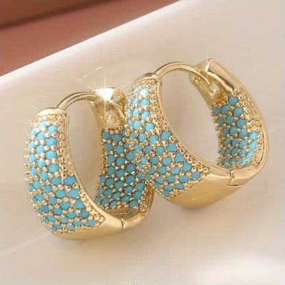 Golden-Tone Turquoise Beaded Hoop Earrings - Rose & Oliver
