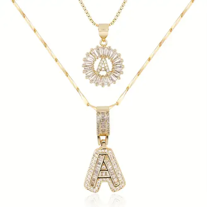 Moissanite Letter Initial Necklace (White Gold) - Rose & Oliver