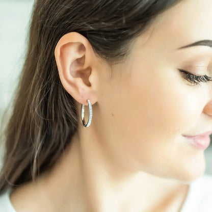Sorel Pavé Earrings (White Gold) - Rose & Oliver