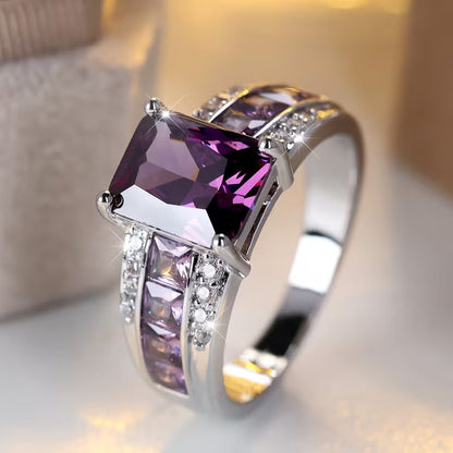 Silver Amethyst Channel Ring - Rose & Oliver