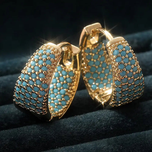 Golden-Tone Turquoise Beaded Hoop Earrings - Rose & Oliver