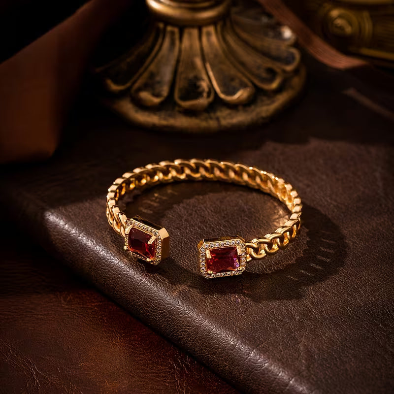 Veloria Ruby Open Bracelet - Rose & Oliver
