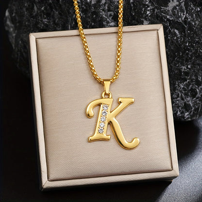 Crystal Accent Initial Necklace - Rose & Oliver