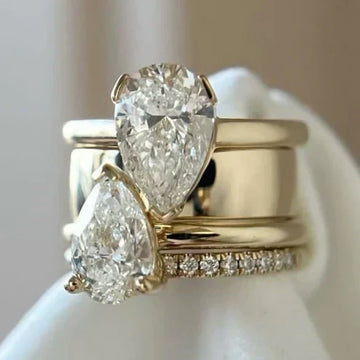 Vintage Double Zirconia Drop Ring by Rose & Oliver - product image 1
