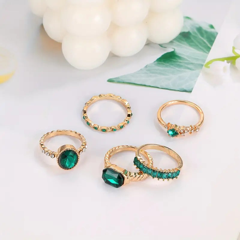 Gold Emerald Ring Set - Rose & Oliver