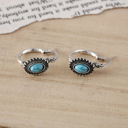 Turquoise Crest Hoop Earrings - Rose & Oliver