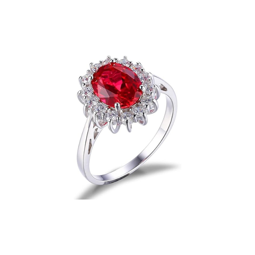 White Gold Classic Ruby Halo Ring - Rose & Oliver