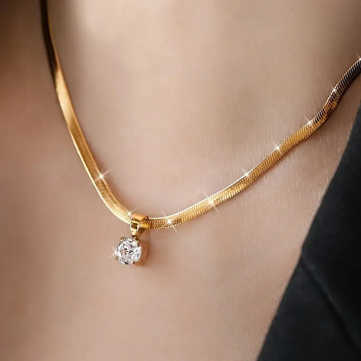 Elegant Rhinestone Pendant Necklace | Gold by Rose & Oliver - product image 1