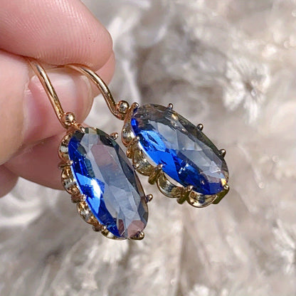 Golden Blue Bloom Earrings - Rose & Oliver