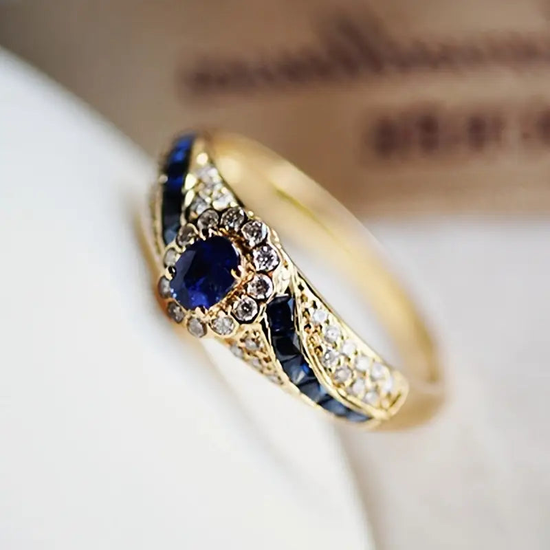 Gold Sapphire Band Ring - Rose & Oliver