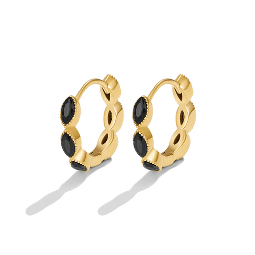 Mini Onyx Hoop Earrings - Rose & Oliver