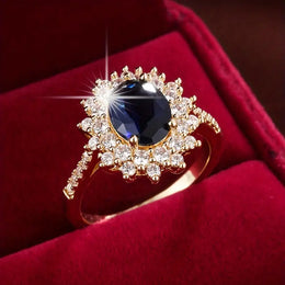 Gold Sapphire Halo Ring | Rose & Oliver