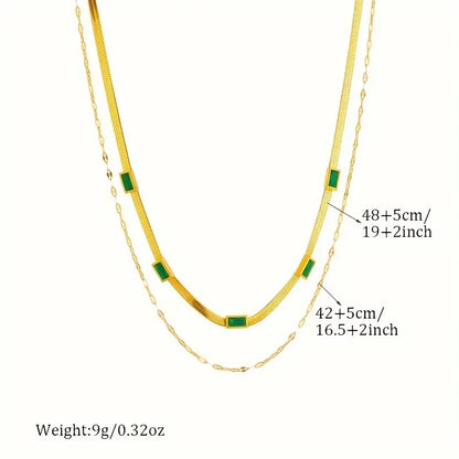 Sorella Gem Double Layer Retro Necklace - Rose & Oliver
