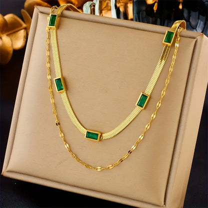 Sorella Gem Double Layer Retro Necklace - Rose & Oliver