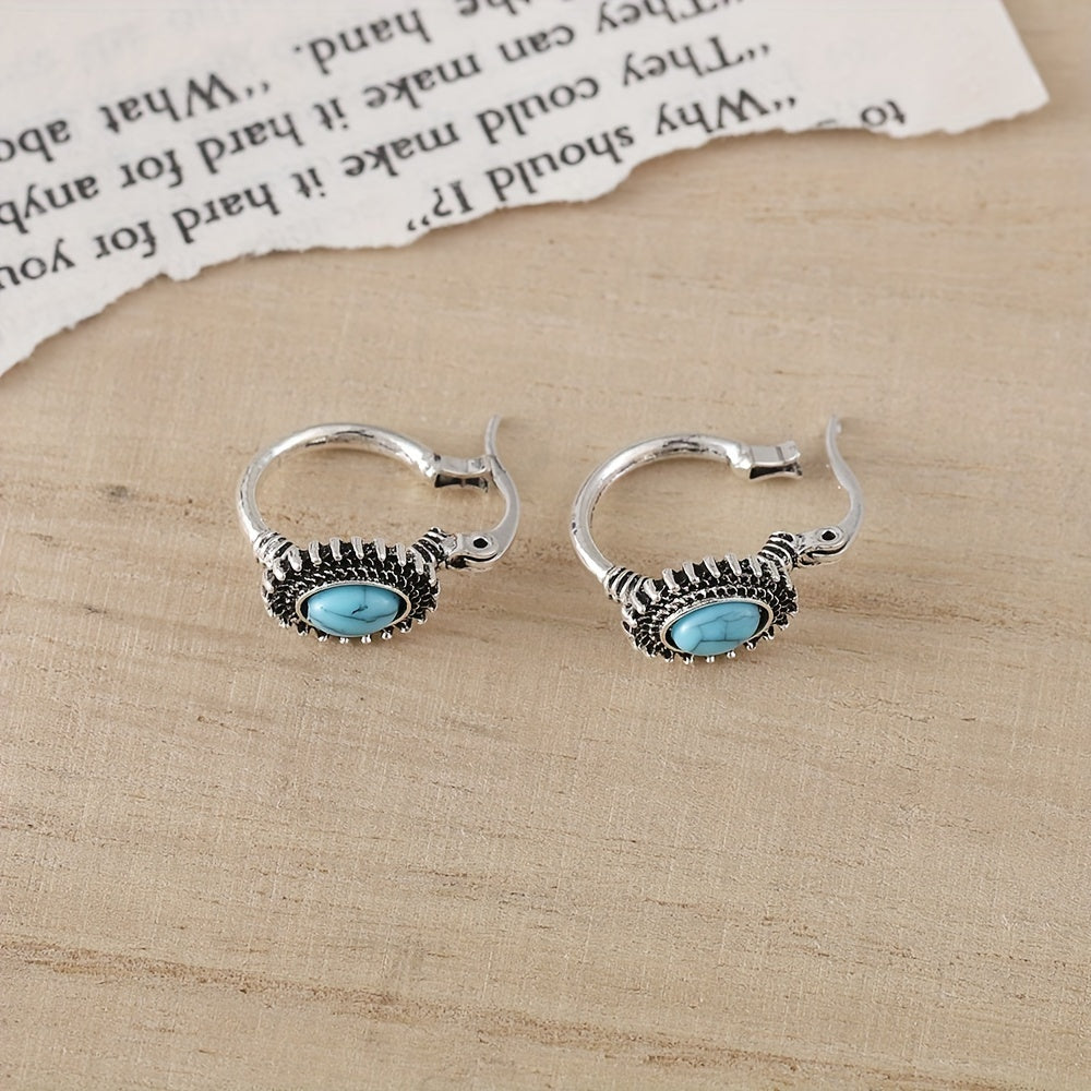 Turquoise Crest Hoop Earrings - Rose & Oliver