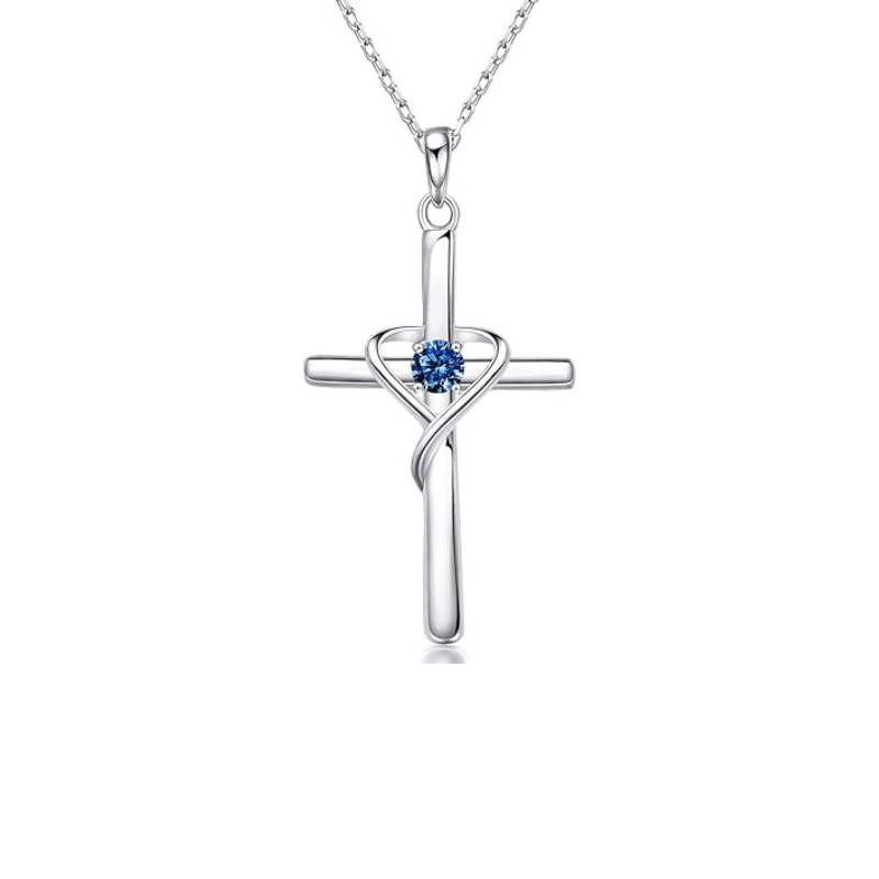 Sapphire Cross Necklace - Rose & Oliver