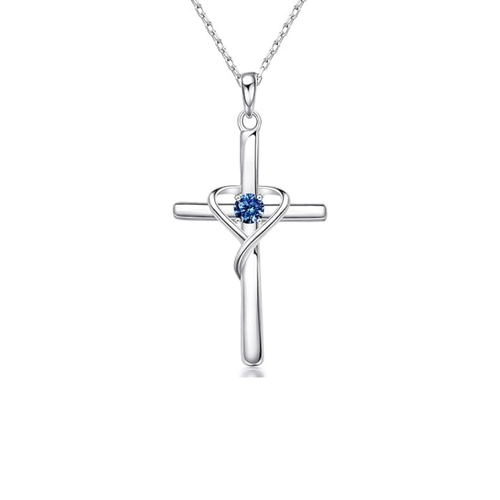 Sapphire Cross Necklace - Rose & Oliver
