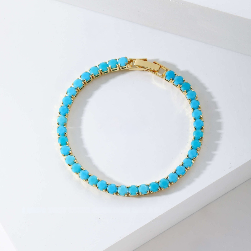 Turquoise Round Tennis Bracelet - Rose & Oliver
