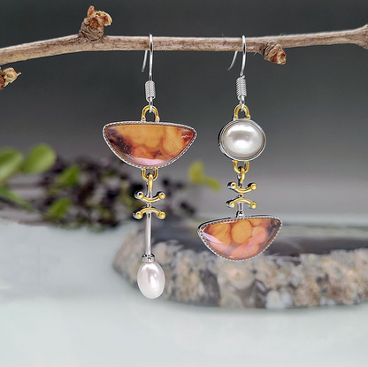 Vintage Natural Orange Stone Earrings