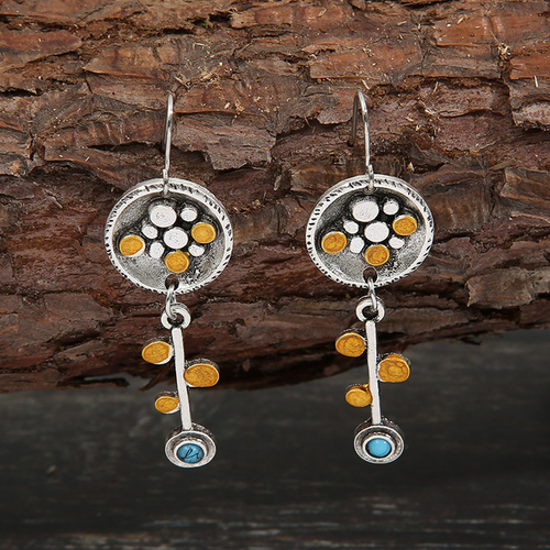 Vintage Orange Silver Earrings