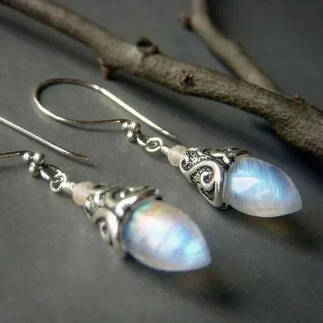 Antique Moonstone Drop Earrings | White Gold by Rose & Oliver - product image 1