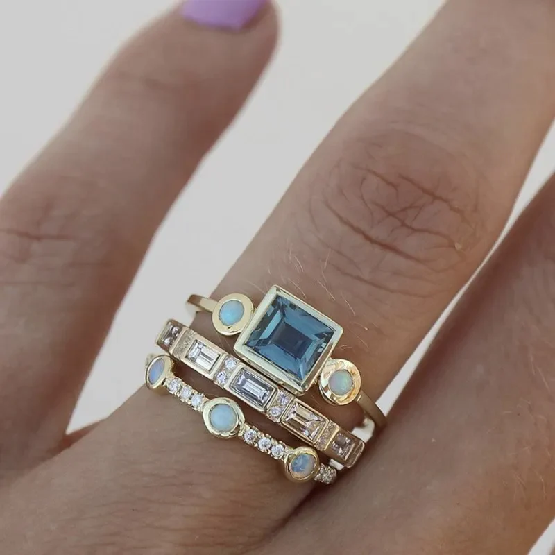 Ozean Vintage Blue Crystal Ring - Rose & Oliver