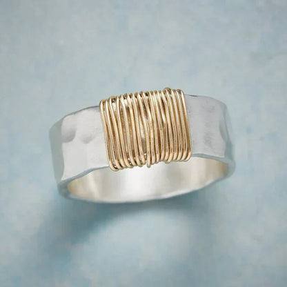 Vintage Gold Ring with Silver Threads - Rose & Oliver