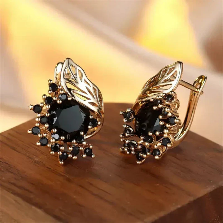 Black Zirconia Golden Earrings | Gold by Rose & Oliver - product image 1